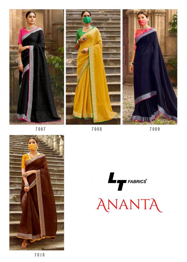 Lt Fabrics Ananta Silk Soft Handloom Collection de saris en lin et soie (1 pièce)