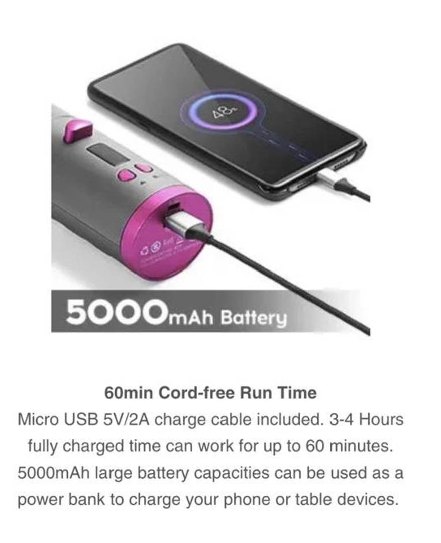 USB Rechargeable Automatic Wireless Electric Hair Curler L/R Rotating Curler, Cordless